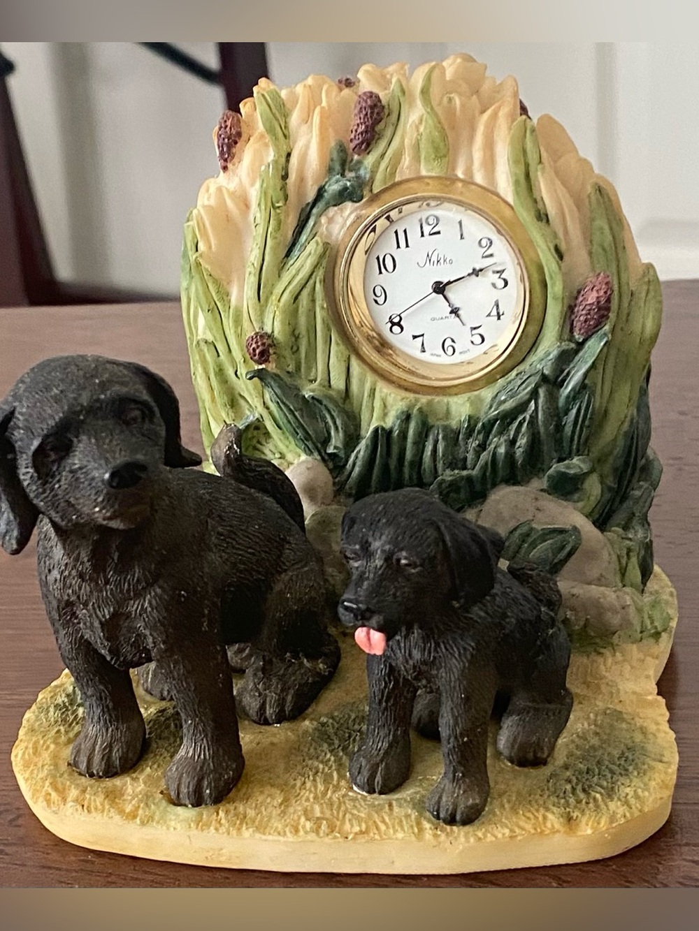 Vintage Country Timepiece Collection By Timezone Co. Clock With 2 Black Labs 4x4